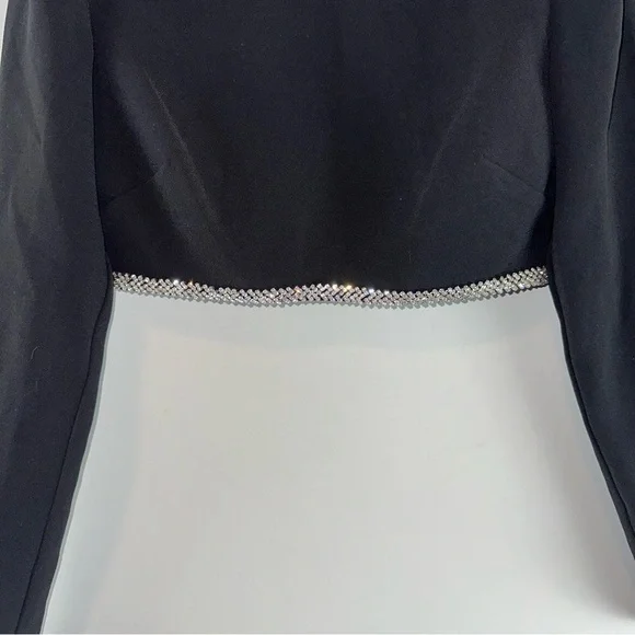 Lovers and Friends x Rachel Cosette Rhinestone Trimmed Black Crop Top Size S - Picture 2 of 12